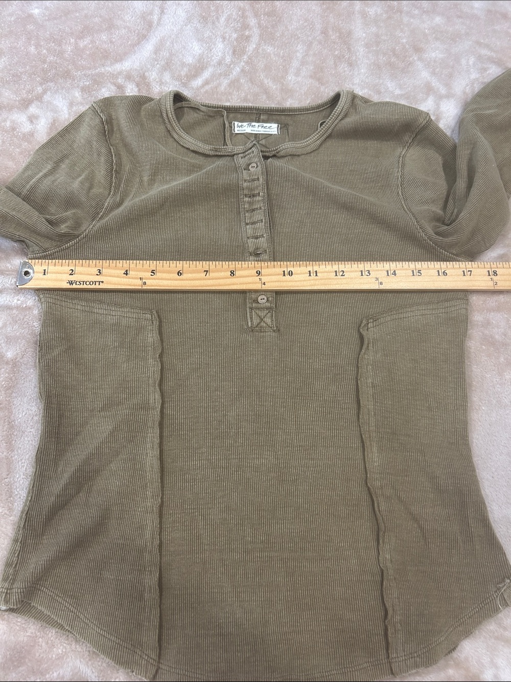 Free People Mareea Henley Top Womens M Olive Thermal Ribbed Boho heritage earthy - Picture 5 of 12